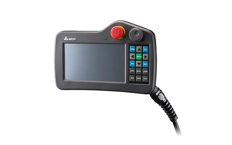 DOP-H07E46A Универс. выносной пульт упр. с сенсорной панелью, 7" TFT дисплей (800х480 пикс.), 65536 цв., LED подсветка, 128MB Flash, слот для SD карты, встр. Ethernet, USB, RTC, защита всего корпуса IP55, кнопка аварийного стопа, встр. штурвал, встр. кабе